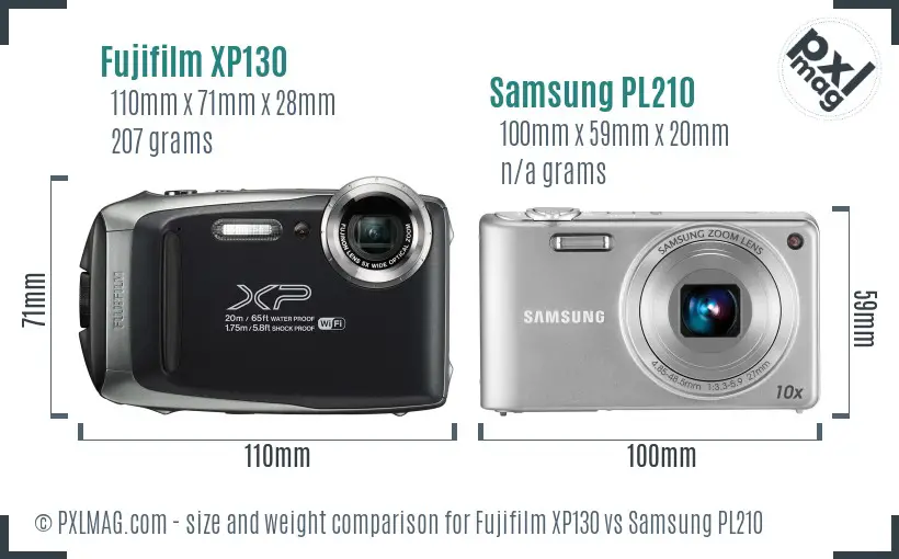 Fujifilm XP130 vs Samsung PL210 size comparison Fujifilm XP130 vs Samsung PL210 size comparison
