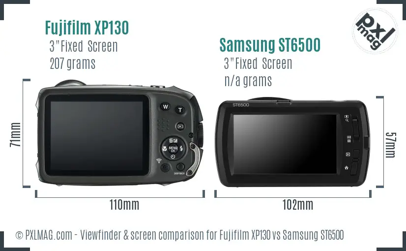 Fujifilm XP130 vs Samsung ST6500 Screen and Viewfinder comparison Fujifilm XP130 vs Samsung ST6500 Screen and Viewfinder comparison