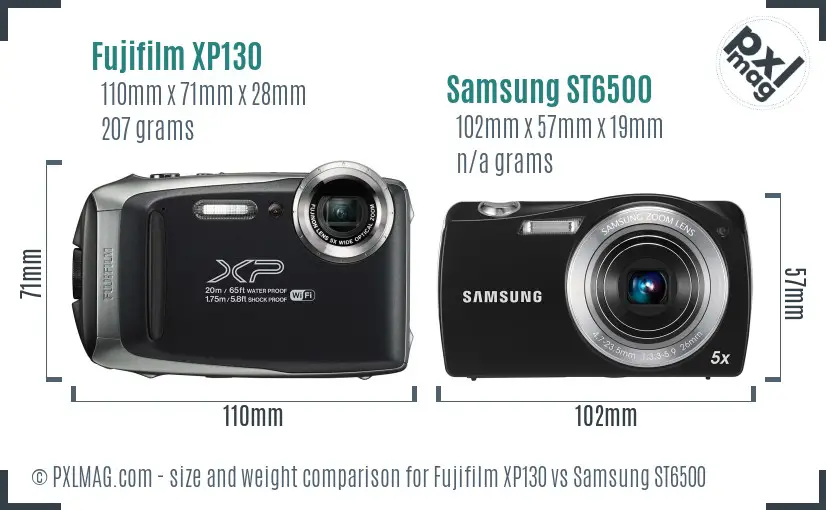 Fujifilm XP130 vs Samsung ST6500 size comparison Fujifilm XP130 vs Samsung ST6500 size comparison