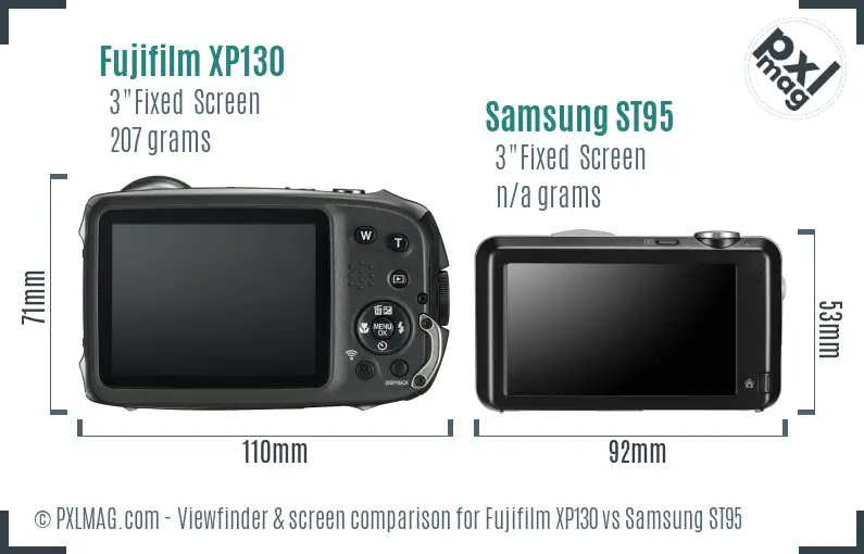 Fujifilm XP130 vs Samsung ST95 Screen and Viewfinder comparison Fujifilm XP130 vs Samsung ST95 Screen and Viewfinder comparison