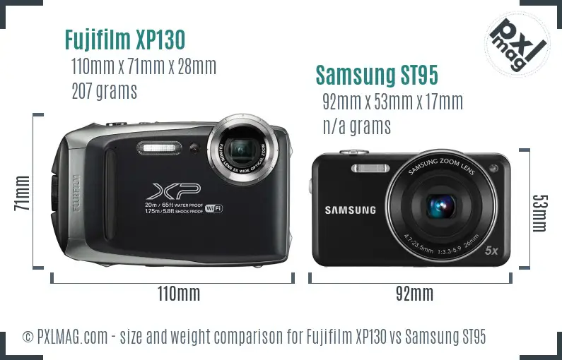 Fujifilm XP130 vs Samsung ST95 size comparison Fujifilm XP130 vs Samsung ST95 size comparison