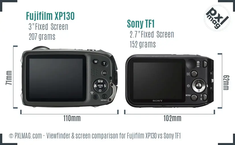 Fujifilm XP130 vs Sony TF1 Screen and Viewfinder comparison