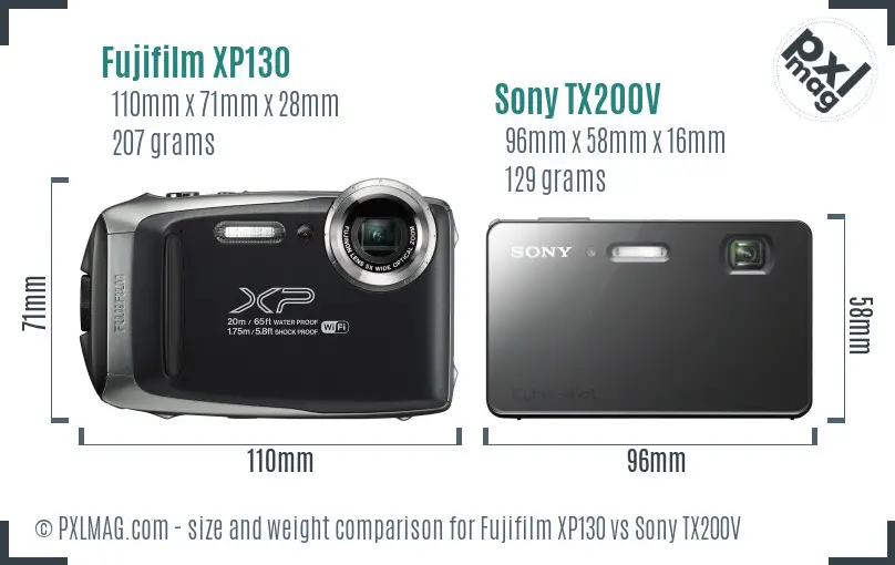 Fujifilm XP130 vs Sony TX200V size comparison