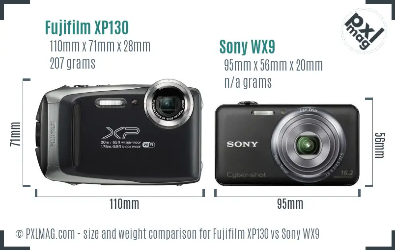 Fujifilm XP130 vs Sony WX9 size comparison