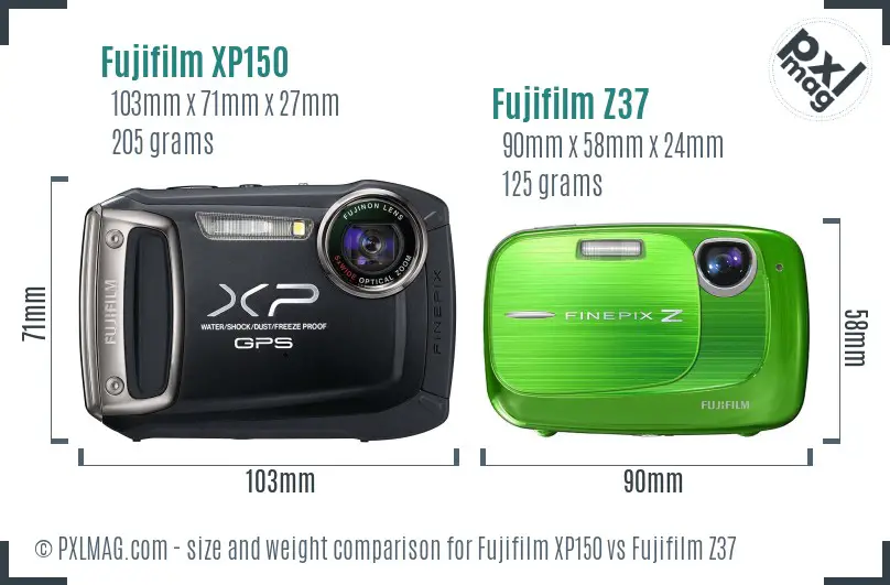 Fujifilm XP150 vs Fujifilm Z37 size comparison