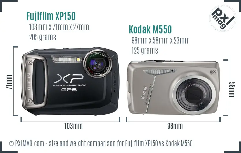 Fujifilm XP150 vs Kodak M550 size comparison Fujifilm XP150 vs Kodak M550 size comparison