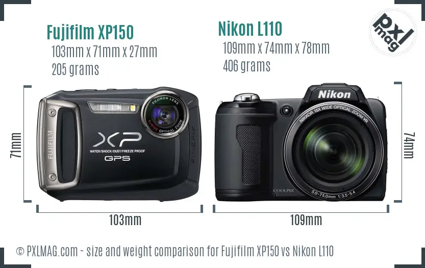 Fujifilm XP150 vs Nikon L110 size comparison Fujifilm XP150 vs Nikon L110 size comparison