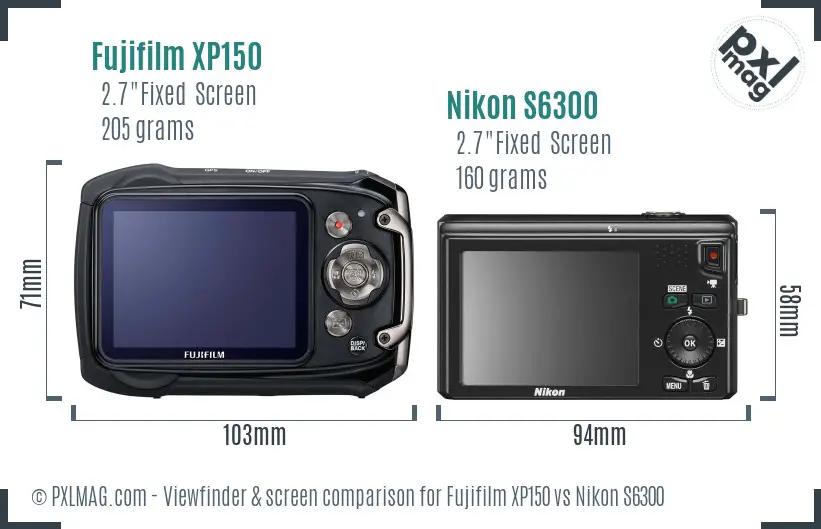 Fujifilm XP150 vs Nikon S6300 Screen and Viewfinder comparison