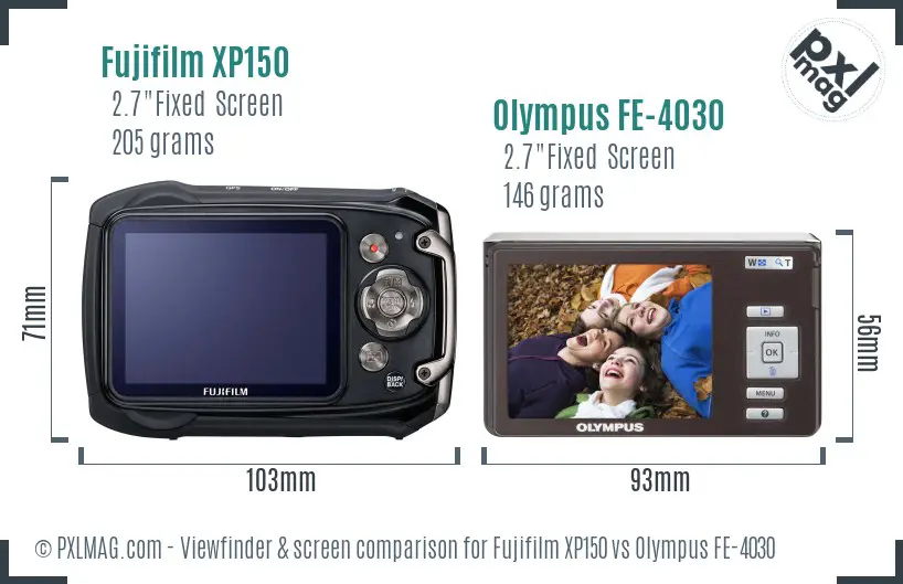 Fujifilm XP150 vs Olympus FE-4030 Screen and Viewfinder comparison