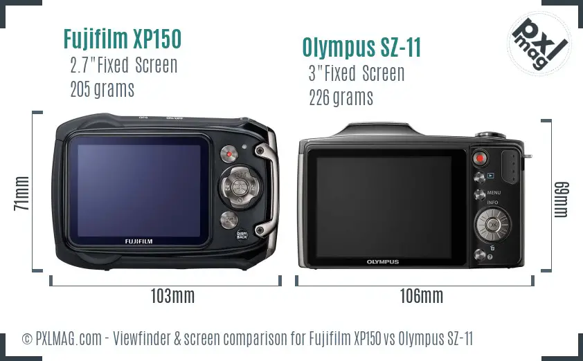 Fujifilm XP150 vs Olympus SZ-11 Screen and Viewfinder comparison Fujifilm XP150 vs Olympus SZ-11 Screen and Viewfinder comparison