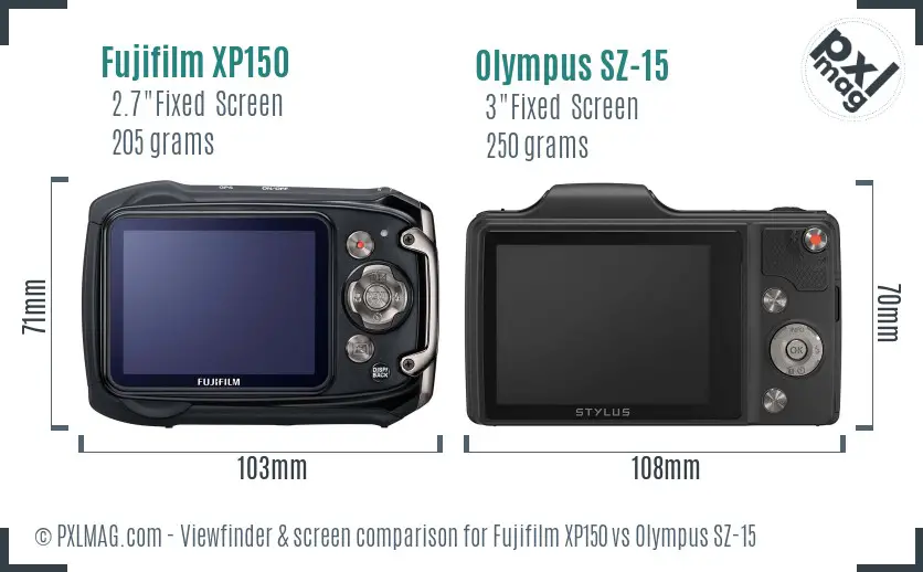 Fujifilm XP150 vs Olympus SZ-15 Screen and Viewfinder comparison Fujifilm XP150 vs Olympus SZ-15 Screen and Viewfinder comparison