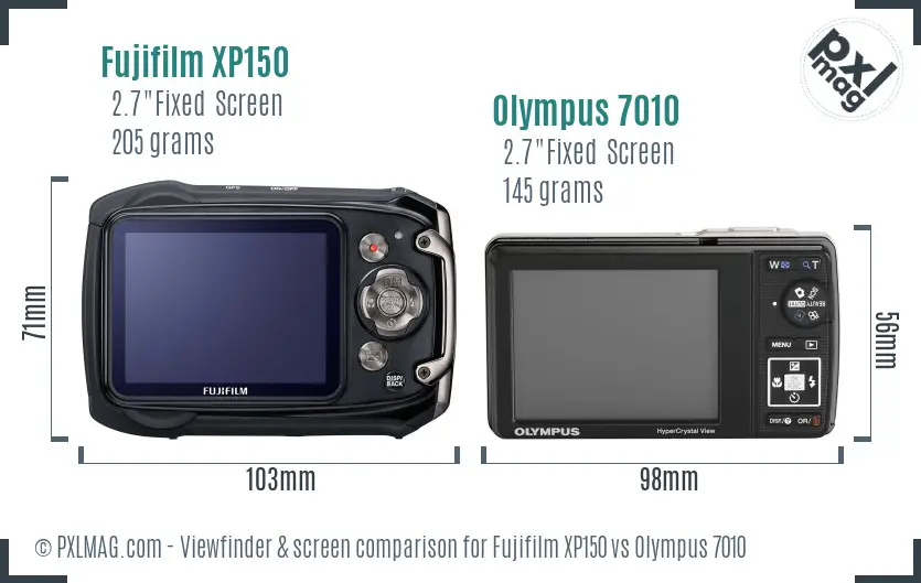 Fujifilm XP150 vs Olympus 7010 Screen and Viewfinder comparison