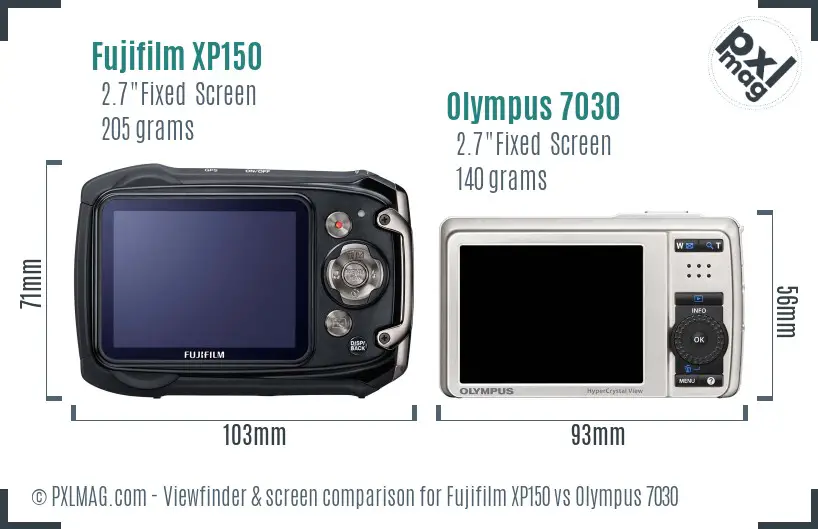 Fujifilm XP150 vs Olympus 7030 Screen and Viewfinder comparison