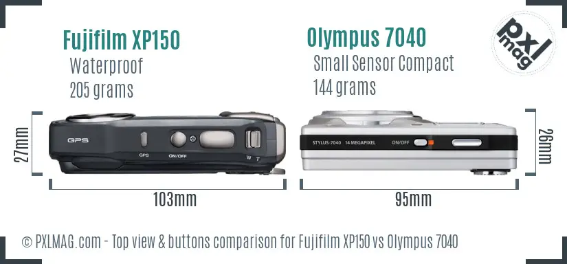 Fujifilm XP150 vs Olympus 7040 top view buttons comparison