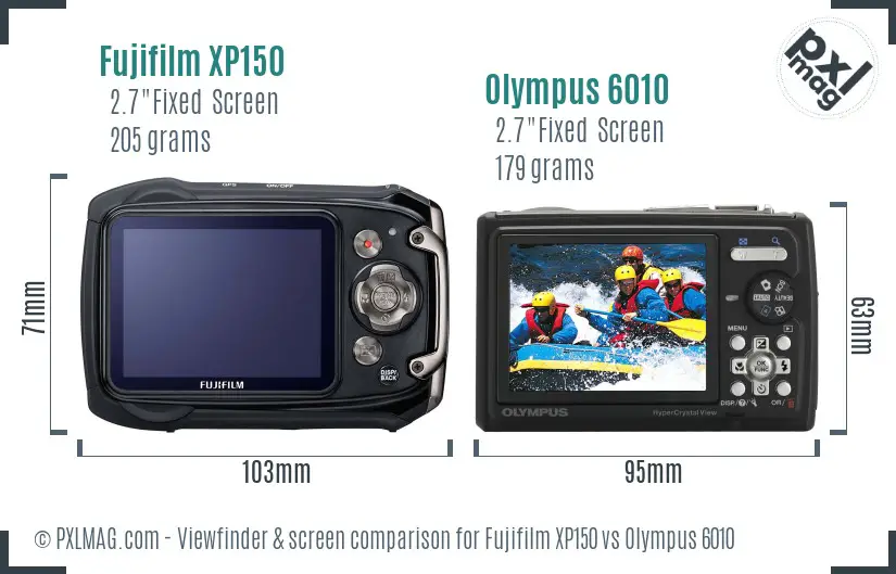 Fujifilm XP150 vs Olympus 6010 Screen and Viewfinder comparison