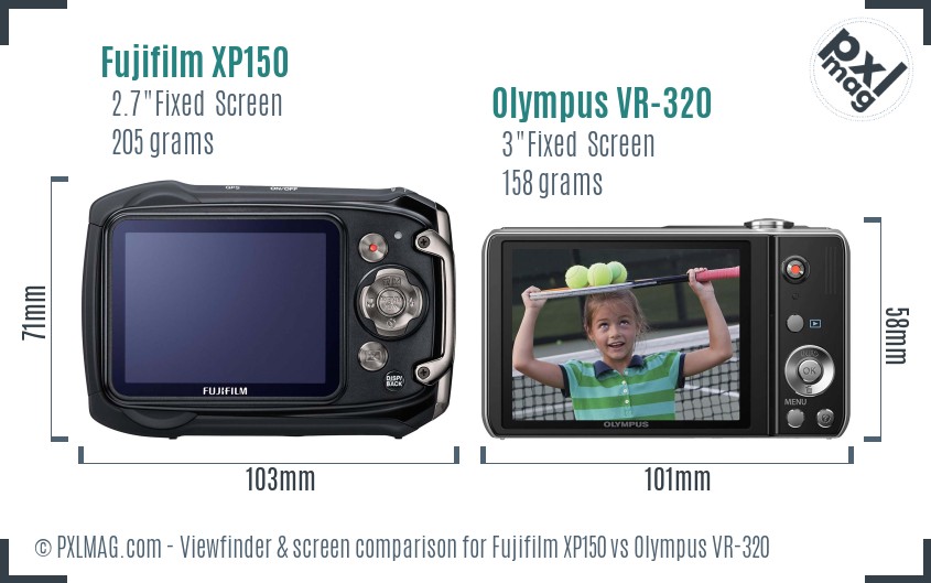 Fujifilm XP150 vs Olympus VR-320 Screen and Viewfinder comparison