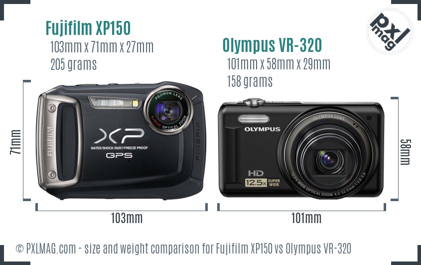 Fujifilm XP150 vs Olympus VR-320 size comparison Fujifilm XP150 vs Olympus VR-320 size comparison
