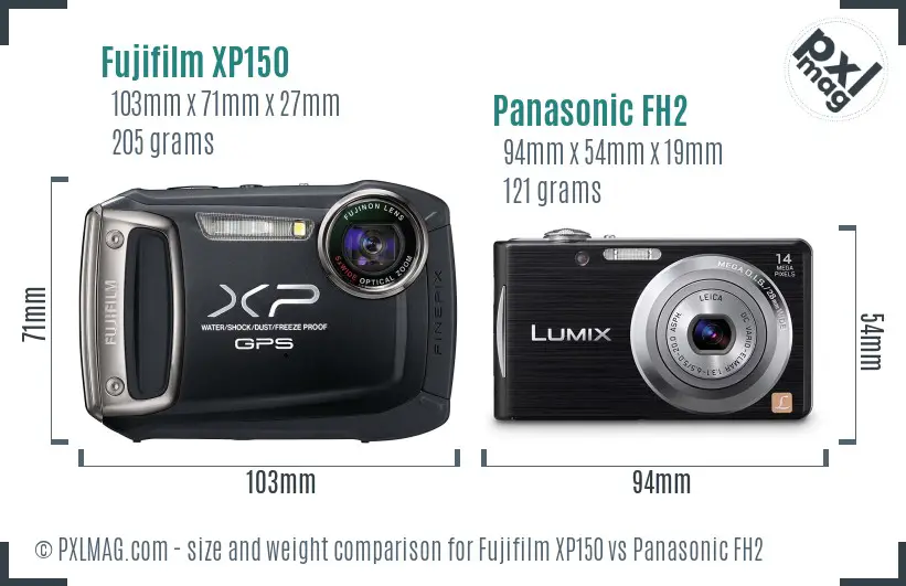 Fujifilm XP150 vs Panasonic FH2 size comparison Fujifilm XP150 vs Panasonic FH2 size comparison