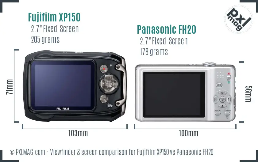 Fujifilm XP150 vs Panasonic FH20 Screen and Viewfinder comparison