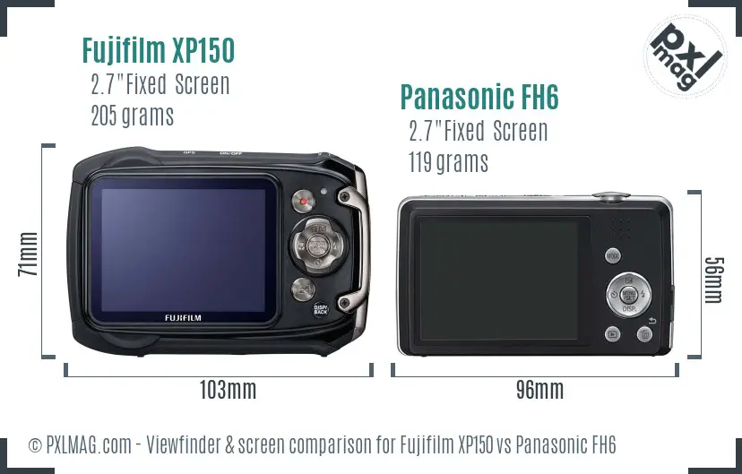 Fujifilm XP150 vs Panasonic FH6 Screen and Viewfinder comparison