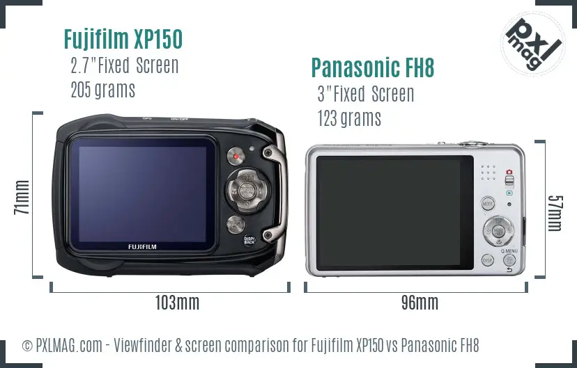 Fujifilm XP150 vs Panasonic FH8 Screen and Viewfinder comparison Fujifilm XP150 vs Panasonic FH8 Screen and Viewfinder comparison