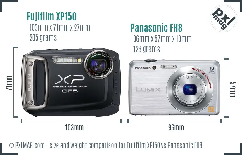 Fujifilm XP150 vs Panasonic FH8 size comparison Fujifilm XP150 vs Panasonic FH8 size comparison