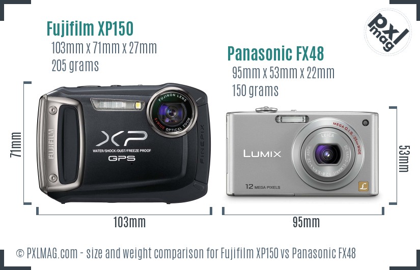 Fujifilm XP150 vs Panasonic FX48 size comparison Fujifilm XP150 vs Panasonic FX48 size comparison