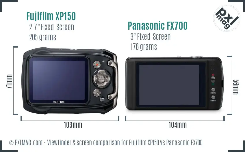 Fujifilm XP150 vs Panasonic FX700 Screen and Viewfinder comparison Fujifilm XP150 vs Panasonic FX700 Screen and Viewfinder comparison
