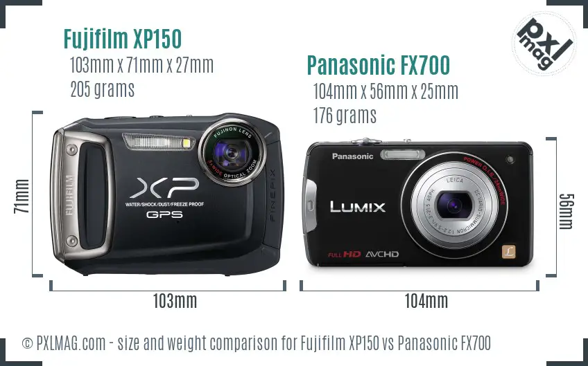 Fujifilm XP150 vs Panasonic FX700 size comparison Fujifilm XP150 vs Panasonic FX700 size comparison