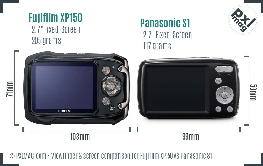 Fujifilm XP150 vs Panasonic S1 Screen and Viewfinder comparison