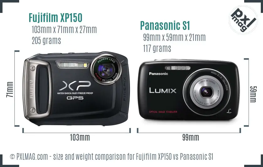 Fujifilm XP150 vs Panasonic S1 size comparison