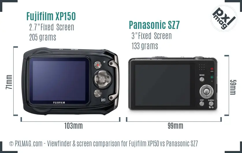 Fujifilm XP150 vs Panasonic SZ7 Screen and Viewfinder comparison