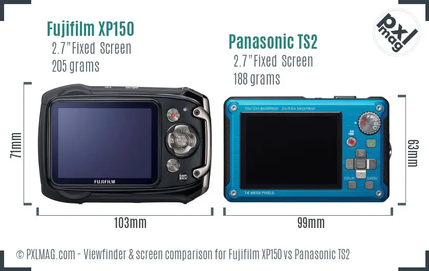 Fujifilm XP150 vs Panasonic TS2 Screen and Viewfinder comparison