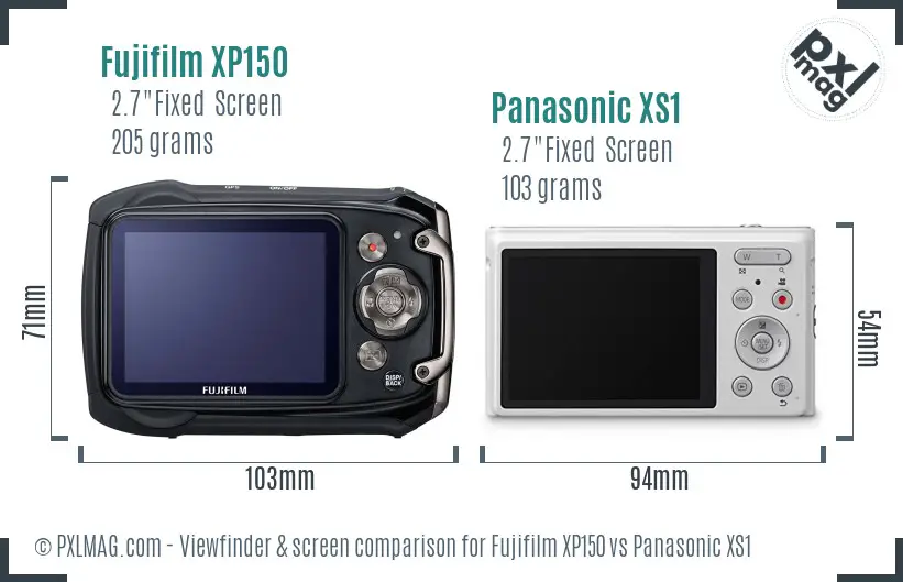 Fujifilm XP150 vs Panasonic XS1 Screen and Viewfinder comparison