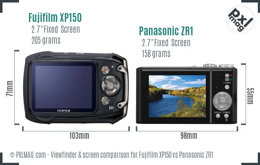 Fujifilm XP150 vs Panasonic ZR1 Screen and Viewfinder comparison