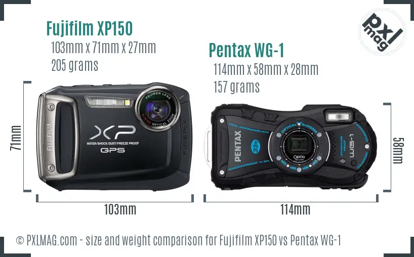 Fujifilm XP150 vs Pentax WG-1 size comparison Fujifilm XP150 vs Pentax WG-1 size comparison