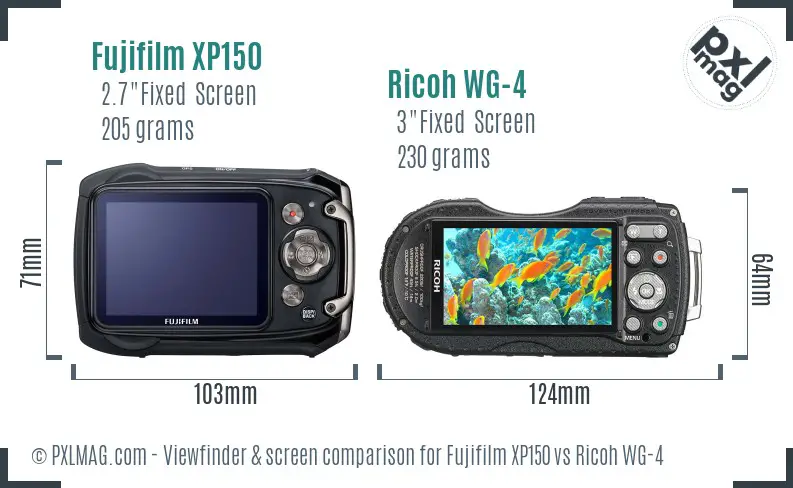 Fujifilm XP150 vs Ricoh WG-4 Screen and Viewfinder comparison