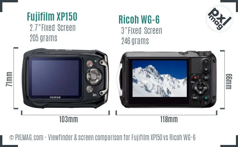 Fujifilm XP150 vs Ricoh WG-6 Screen and Viewfinder comparison