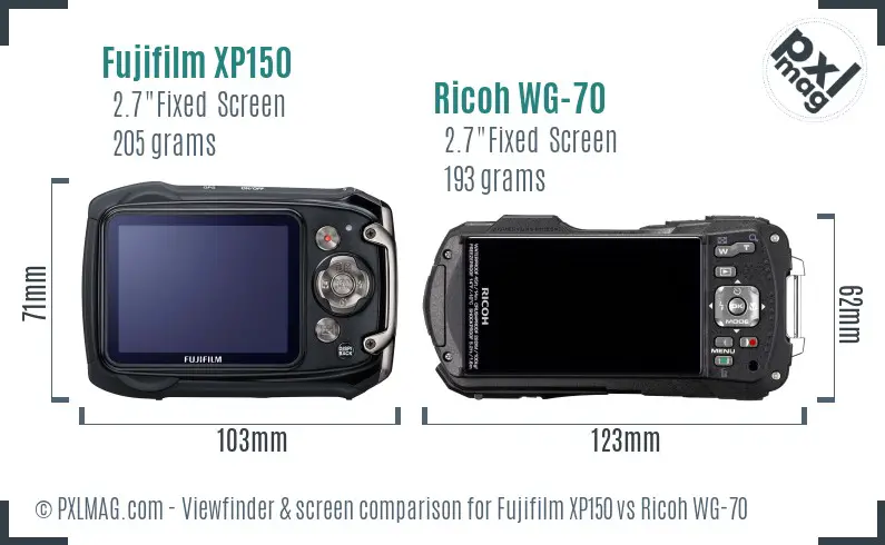 Fujifilm XP150 vs Ricoh WG-70 Screen and Viewfinder comparison