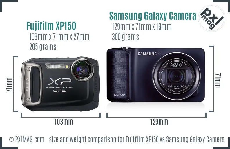 Fujifilm XP150 vs Samsung Galaxy Camera size comparison Fujifilm XP150 vs Samsung Galaxy Camera size comparison