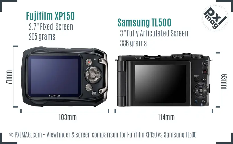 Fujifilm XP150 vs Samsung TL500 Screen and Viewfinder comparison Fujifilm XP150 vs Samsung TL500 Screen and Viewfinder comparison