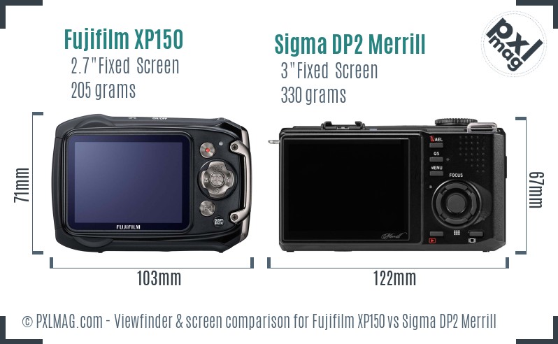 Fujifilm XP150 vs Sigma DP2 Merrill Screen and Viewfinder comparison