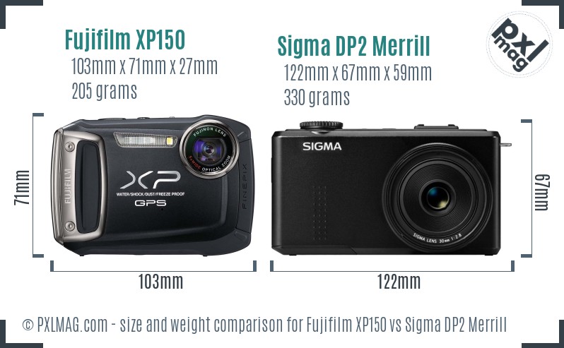 Fujifilm XP150 vs Sigma DP2 Merrill size comparison Fujifilm XP150 vs Sigma DP2 Merrill size comparison