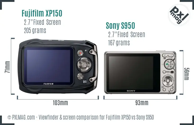 Fujifilm XP150 vs Sony S950 Screen and Viewfinder comparison Fujifilm XP150 vs Sony S950 Screen and Viewfinder comparison