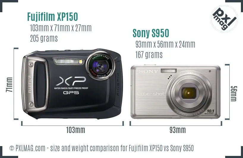 Fujifilm XP150 vs Sony S950 size comparison Fujifilm XP150 vs Sony S950 size comparison