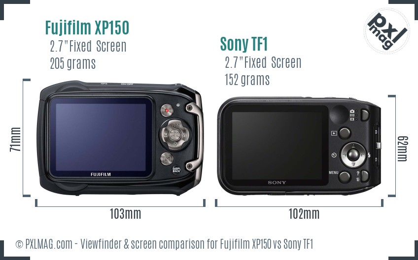Fujifilm XP150 vs Sony TF1 Screen and Viewfinder comparison