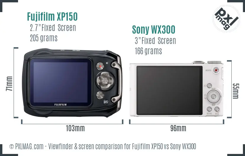 Fujifilm XP150 vs Sony WX300 Screen and Viewfinder comparison