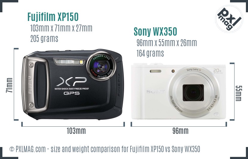 Fujifilm XP150 vs Sony WX350 size comparison Fujifilm XP150 vs Sony WX350 size comparison
