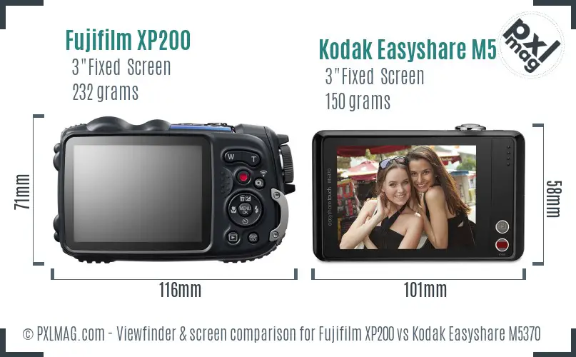 Fujifilm XP200 vs Kodak Easyshare M5370 Screen and Viewfinder comparison
