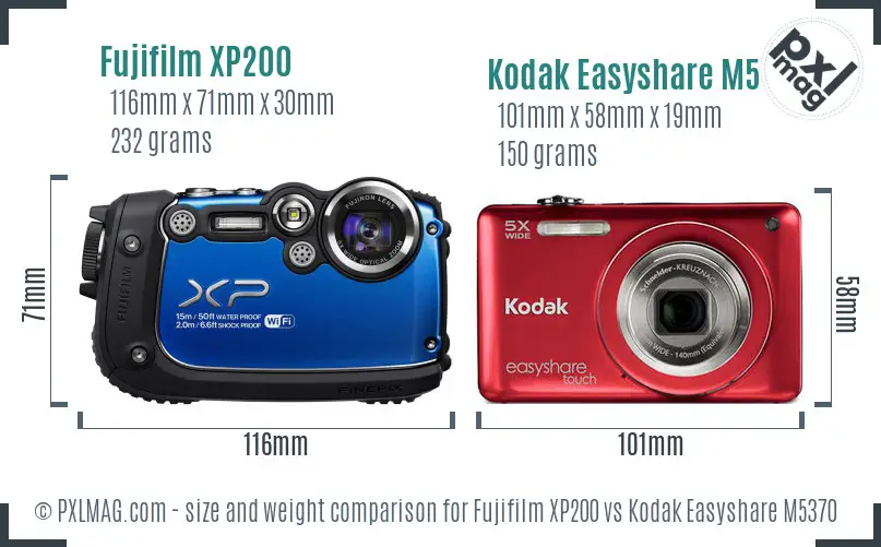 Fujifilm XP200 vs Kodak Easyshare M5370 size comparison